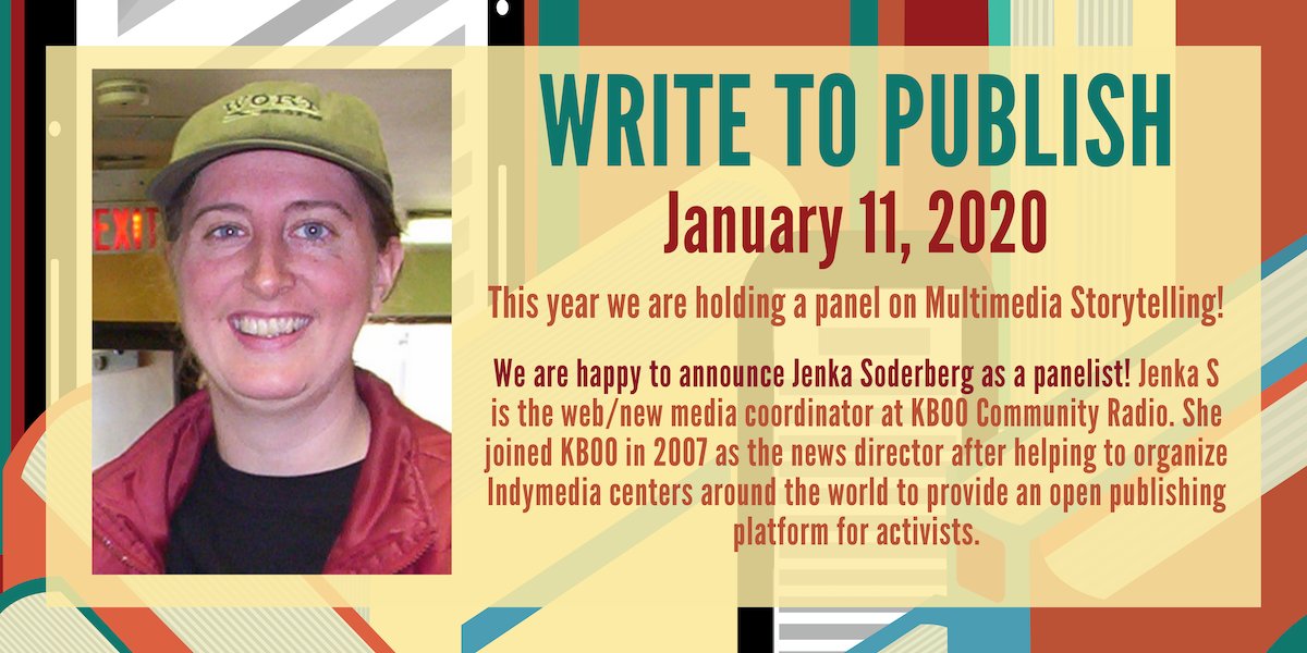 ooliganpress's tweet photo. #w2p2020 is holding a panel on Multimedia Storytelling. This panel is an interest look into the way in which storytelling can exist beyond the book. Panelist Jenka Soderberg is the web/new media coordinator at KBOO Community Radio. Buy tickets now: https://t.co/DBaf5n2KEu https://t.co/XnyEGM8Jh1