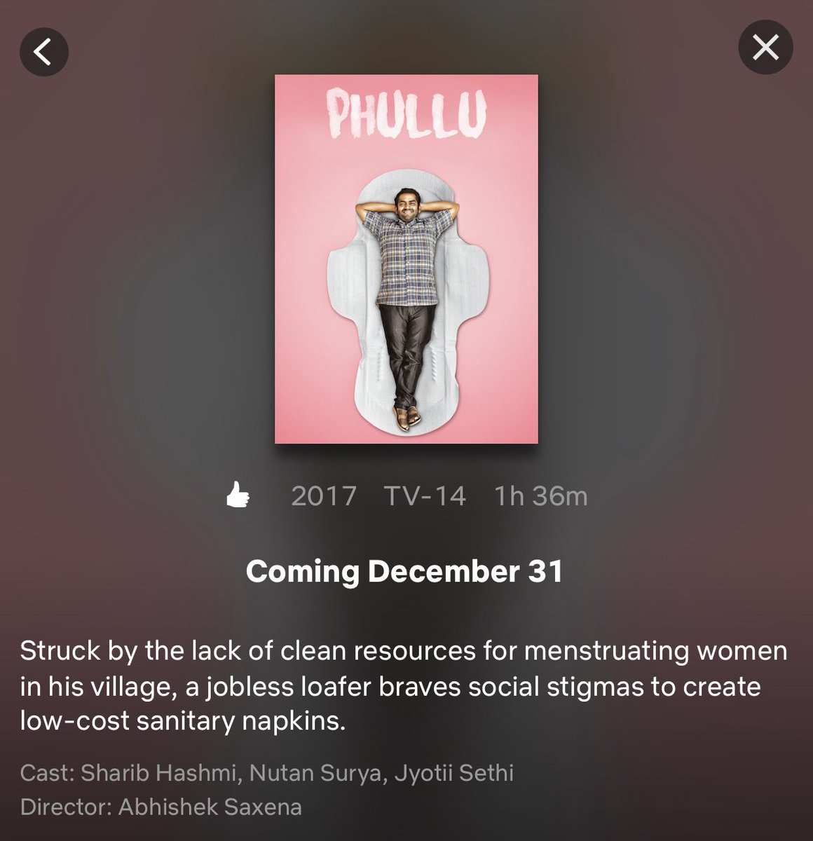 AnmolMD's tweet photo. So proud to announce that world’s FIRST movie talking about women facing discrimination due to menstrual periods is coming to #Netflix. I am one of the producer and story concept was done by me. Can’t get better new year gift :). #Phullu @phulluthemovie #womenHealth #YYC #Alberta https://t.co/Jt6xDxx6Js