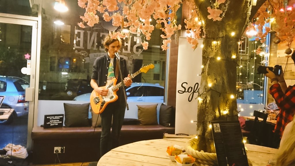 SofarGlasgow's tweet photo. Starting things off tonight is lo-fi singer-songwriter @Quitter_k here at @serene_coffee! #quitter #sofarsounds #sofargla #glasgow #gig https://t.co/3L5Js1bzxT