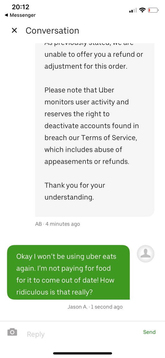 EmsThomas1992's tweet photo. @UberEats this is a joke buy food it comes out of date! Yet you won’t do anything about it? Definitely won’t be using again. What a joke seriously. This has happened to many times now...food missing/out of date/freezing cold yet you never want to rectify it https://t.co/H0aog3PkBG