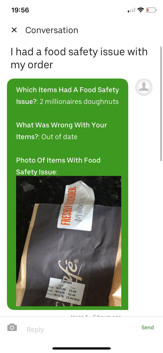 EmsThomas1992's tweet photo. @UberEats this is a joke buy food it comes out of date! Yet you won’t do anything about it? Definitely won’t be using again. What a joke seriously. This has happened to many times now...food missing/out of date/freezing cold yet you never want to rectify it https://t.co/H0aog3PkBG