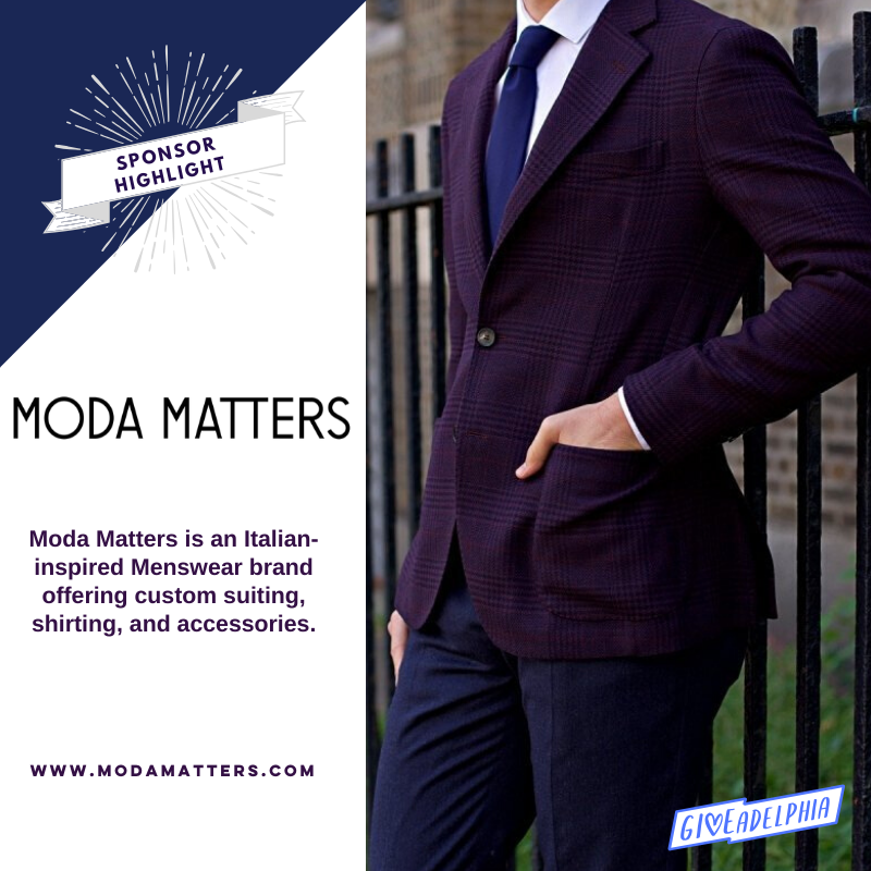 giveadelphia's tweet photo. We are proud to introduce our most stylish partners @ModaMatters! Head to https://t.co/401slh0dHh and enter promo code GIVEPHILLY for 10% off your order. #giveadelphiagentleman #givebackphilly #lovebackball https://t.co/TXuNv9w4wy