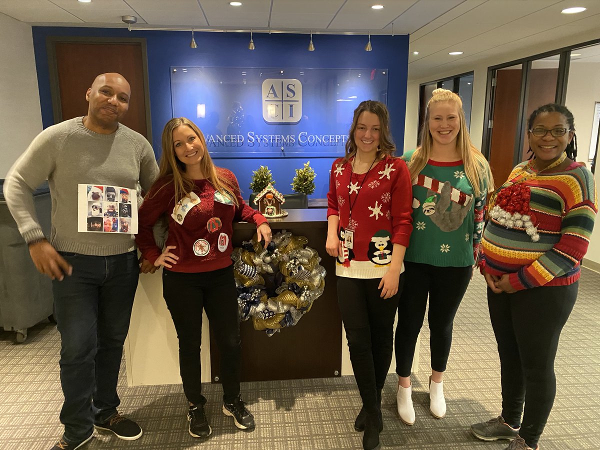 ActiveBatch's tweet image. Our team is feeling festive, check out those ugly sweaters. #LifeAtASCI #uglysweaters #holidayspirit
