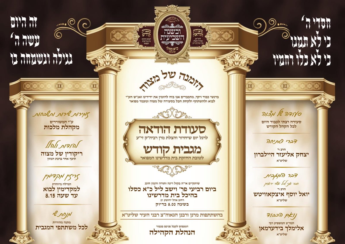 HQSatmar's tweet photo. Large Gatherings of Satmar #Holyland followers in the cities of #Jerusalem #BneiBrak and #BethShemesh are celebrating tonight’s #SatmarEvent #21kislev #ChufAlefKislev with notable guest speakers from around the world. Jerusalem will welcome President Usher Z. Lev from #London UK https://t.co/NYW3U3qnBj