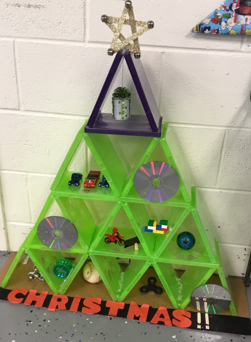 Ms_Steger's tweet photo. Here are a few of my PLTW classes STEM challenge to build a Christmas tree.  Love this challenge, some were very creative! @dailystem #PLTW #STEM https://t.co/HyMyJo4f2I