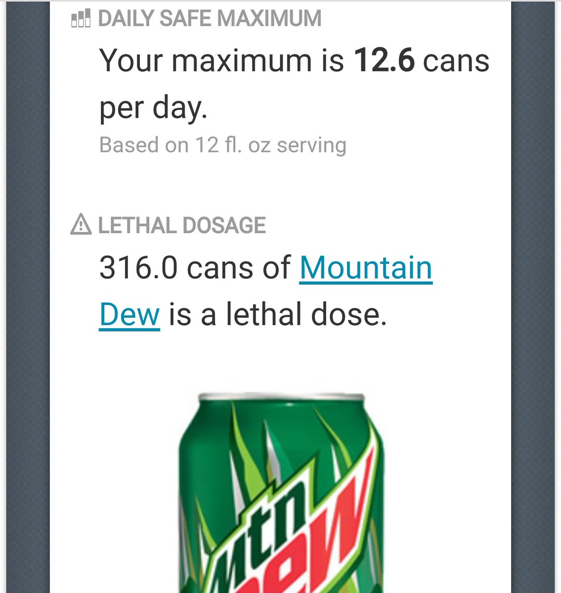 ScallopFever's tweet photo. @mistaheiser Remember when I tried to drink 50 Mt. Dews? Good news! https://t.co/FOO0qDL1Qt