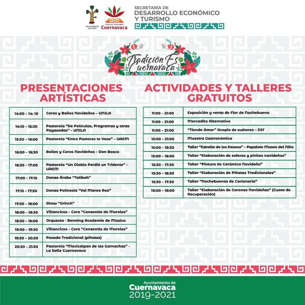 CuernavacaGob's tweet photo. VIVE LAS TRADICIONES EN EL CENTRO DE CUERNAVACA 
Disfruta todo un día de la CARTELERA turística 🎁🎻🎭🧣
Jueves 19 de diciembre de 2019 🎶 🎨 🌟

#TradiciónEsCuernavaca  #Navidad #JuntosHacemosCuernavaca #RespiraCuernavaca #VisitaCuerna #EligeCuerna #ViveCuerna #México #Turismo https://t.co/A6ZjXR2iZi