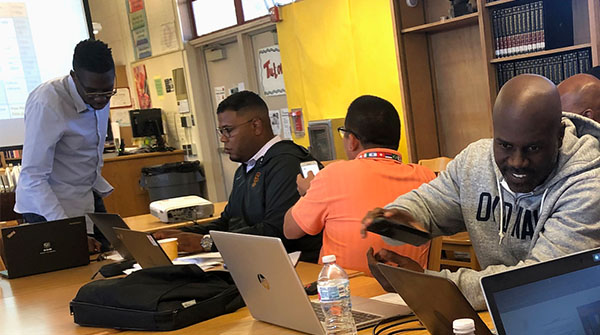 Berkeley_Educ's tweet photo. @travisjbristol working to address teacher turnover for male teachers of color. “Policymakers say, ‘Let's just create a fancy recruitment initiative, bring them all in.’ But if the house is burning, who's going to stay?” #cmtcn @kqed covers the story https://t.co/3ESaYupyqG https://t.co/T8qH6xkqU5