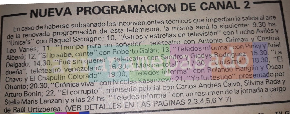 atrapamepasado's tweet photo. #Teledos estaba pautado para salir al aire en octubre #de1987, pero problemas de "papeles" y cuestiones técnicas, retrasaron su lanzamiento. Durante casi tres meses, #TVGuía difundió la programación con esta grilla diaria, que tuvo mínimas modificaciones en su versión final 👇 https://t.co/LF78joFp7a