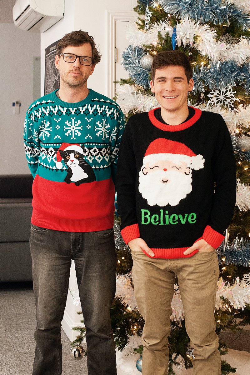 TesaniCo's tweet photo. It's Ugly Christmas Sweater day today! Check out our new threads! Which sweater do you think is most cringe-worthy? #uglysweaterparty #whoworeitbest #companyculture #spiritweek #officeculture #employeeengagement #employeeexperience #officechristmas #sweaterweather https://t.co/IBo5lXVV9R