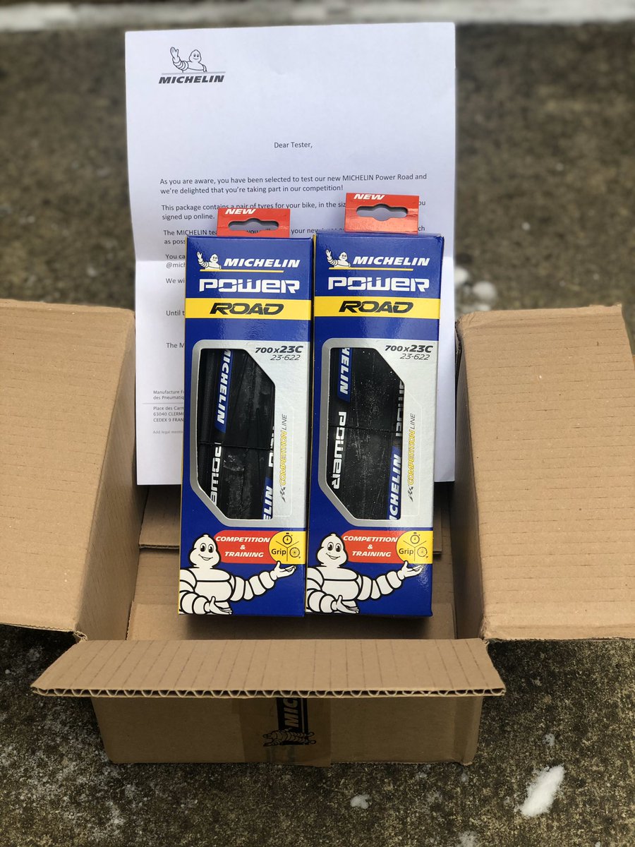 DHL delivery today! Tire Tester for the New #MichelinPowerRoad ! Ready to Roll! #michelinbike