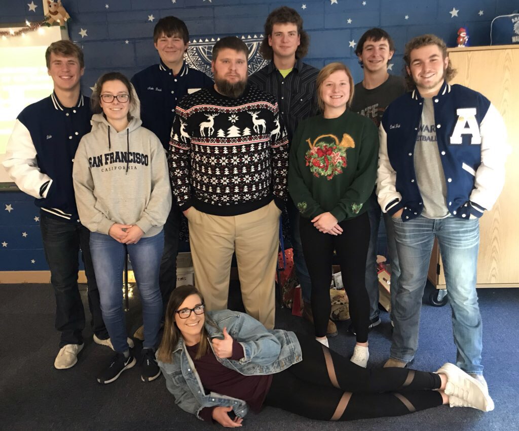 Day 12 of Sweatermas! <a href="/terri_hilker/">Terri Hilker</a> <a href="/AustinRousj/">Austin Roush</a> <a href="/cord_frink/">Cord Frink</a> Dave said he wanted a #Tribe pic! Terri just finished 3 pushups and couldn’t stand for the pic! #TheyAreNotUgly #BeAWarrior
