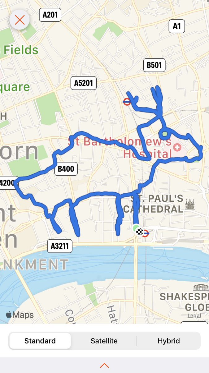 stuartsfia's tweet image. Here is the next attempt of some stuART #RU2Cart for @runup2christmas. Not sure if I prefer the map or satellite image. You do get some strange looks running back and forth in London at lunchtime. #merceractive #MMRun 206