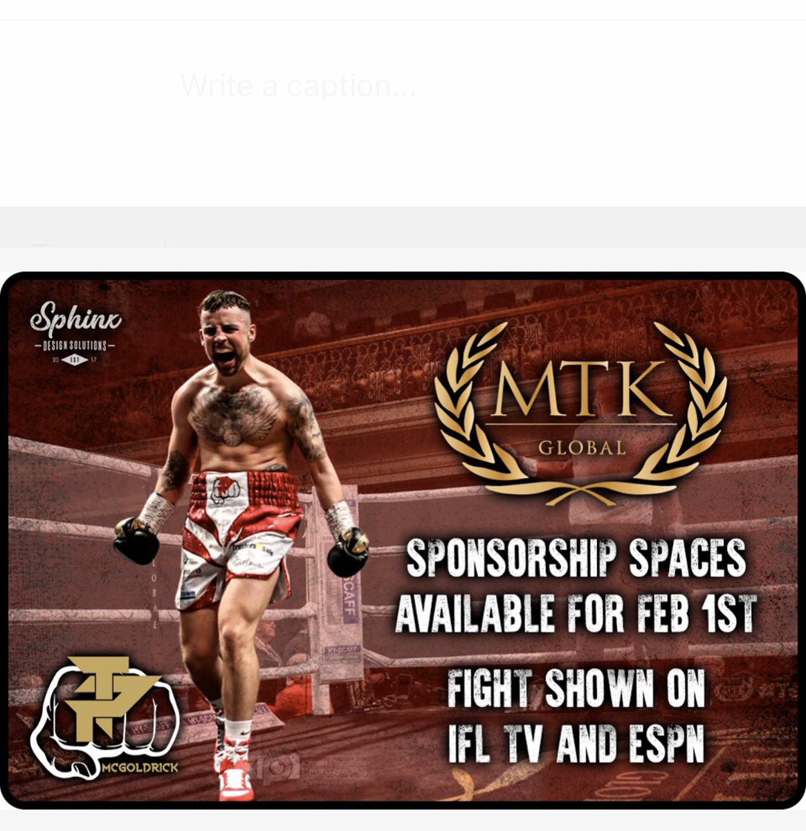 TaylorGoldrick's tweet photo. 👇🏻
Anyone that wants to come onboard for my next fight on February 1st, your logos would be advertised on all fight gear &amp; fight shorts! Any help would be greatly appreciated, Thanks🥊#TeamMcGoldrick #T.P #MtkGlobal https://t.co/QfdESMUAkI