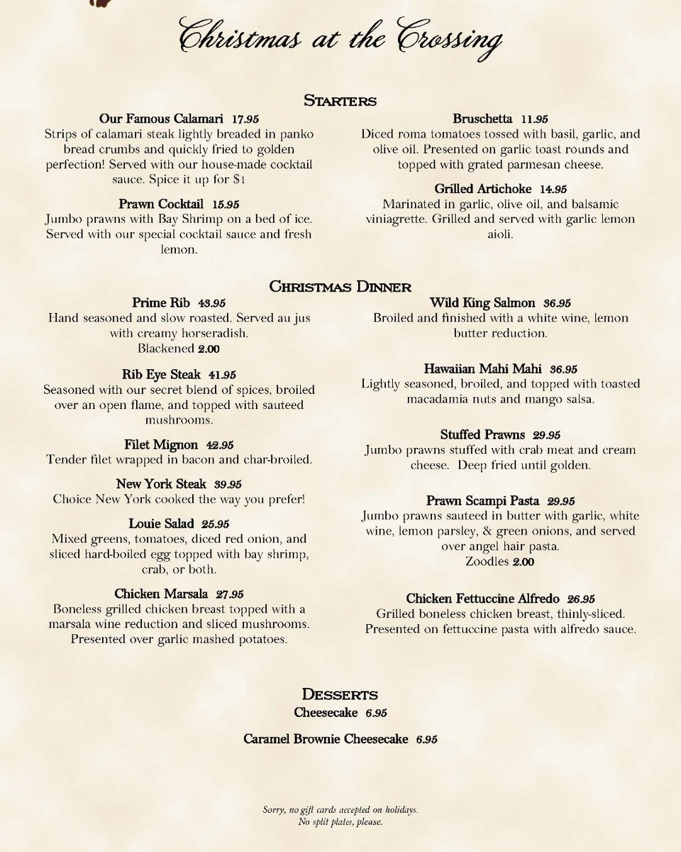 TheWBCrossing's tweet photo. Christmas Eve Dinner at The Crossing. Reservations strongly suggested. Please call (209) 366-1800, to make yours today.
#visitlodi #christmasevedinner #wc1865 #lodica https://t.co/YFvuN91RX7