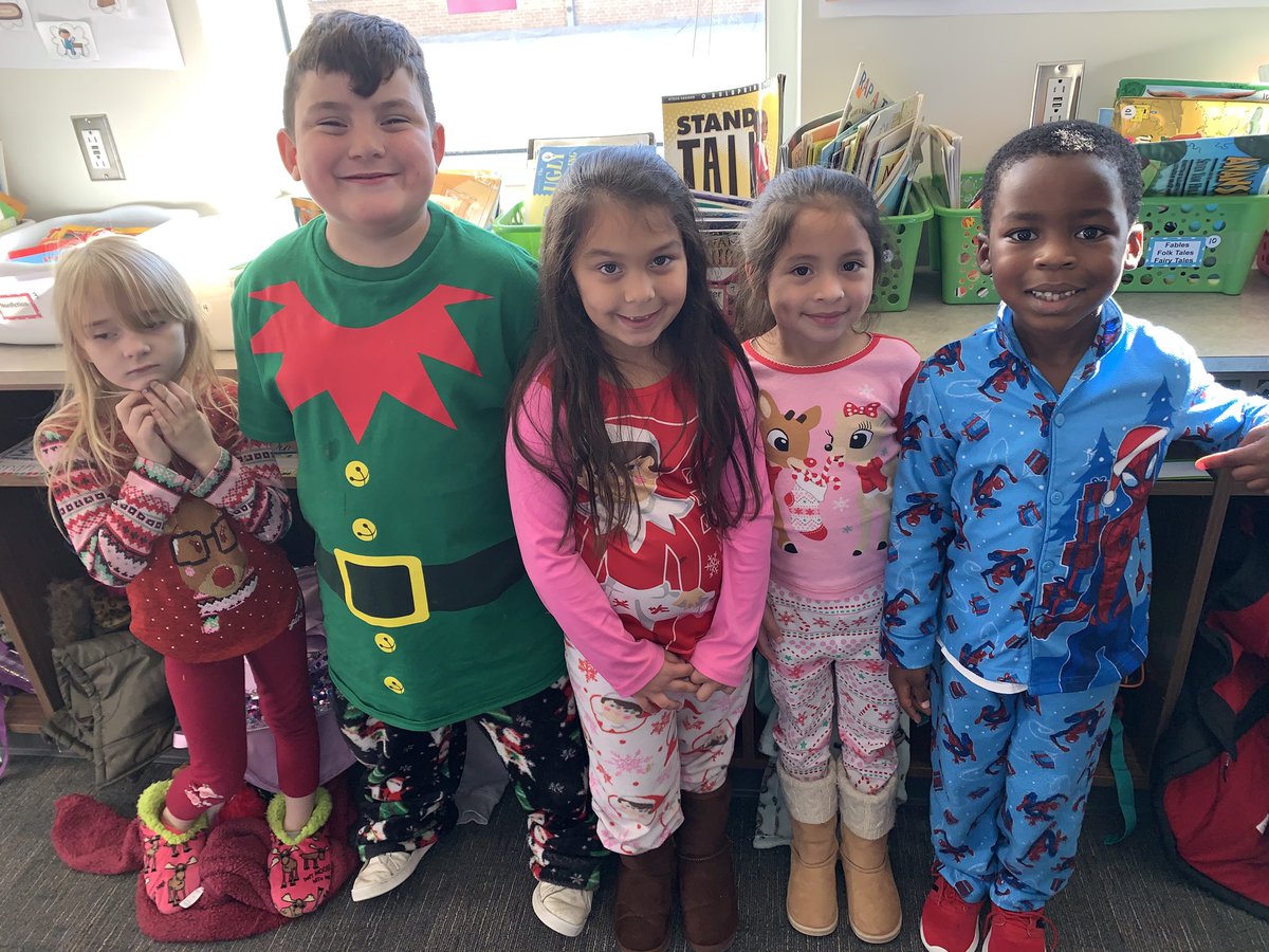 My amazing students showing holiday spirit on pajama day☺️#jeschat #12DaysTwitter