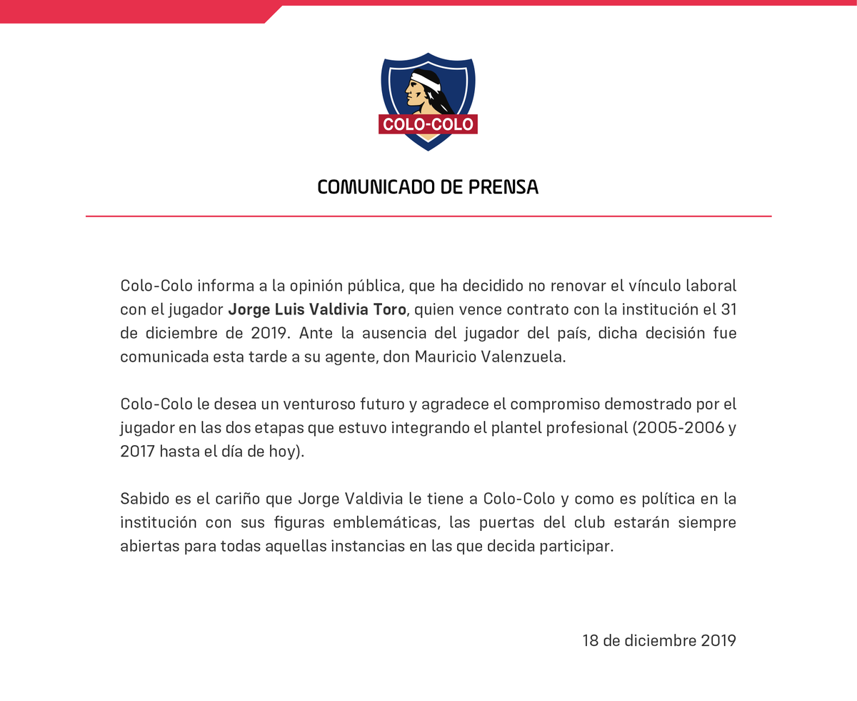 ColoColo's tweet photo. Comunicado oficial | 📝 https://t.co/PkH0LMN0FH