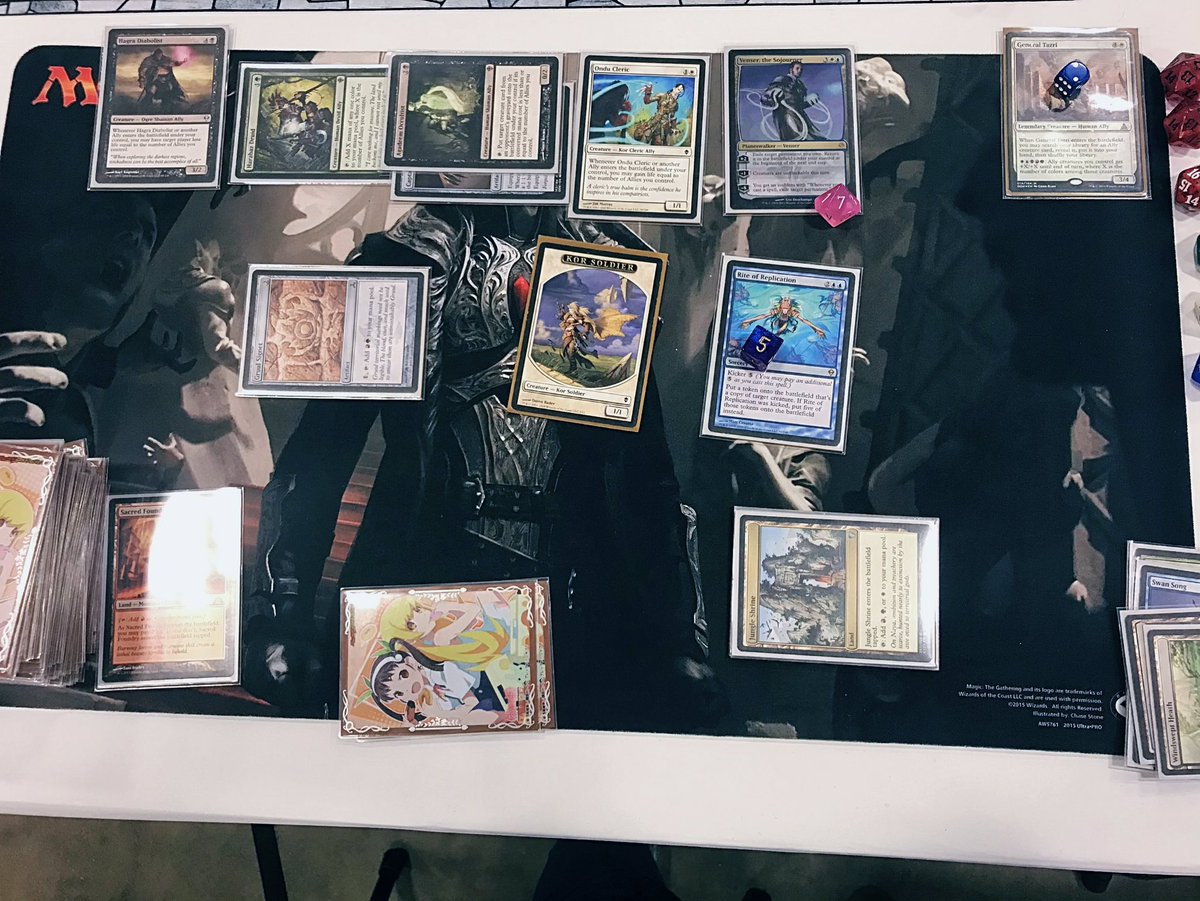 CuddleMyEwok's tweet photo. @TolarianCollege My response to someone removing my Parallel Lives on MP1 in response to naming my target for Rite of Replication kicked; equip Captainโs Claws and move to combat, win the game. I love Ally Tribal EDH. #CommandFestDC https://t.co/U0d43bigvZ