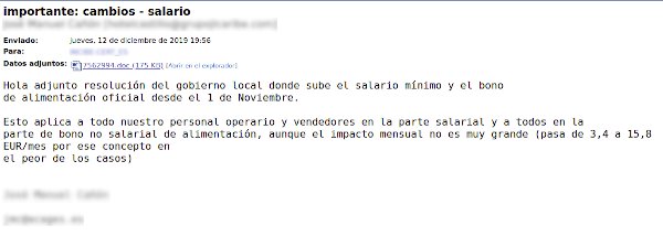 es_ncl's tweet photo. 🔊 Detectados varios emails 📧 con diferentes asuntos y textos que invitan a descargar un fichero que es malicioso. Todos utilizan la excusa de informar sobre una actualización del salario.
⚠ ¡Alerta! Es #phishing. #Emotec
Vía: @osiseguridad ⬇
https://t.co/Yz6Sl43mSF https://t.co/ddeW3Dqy4D