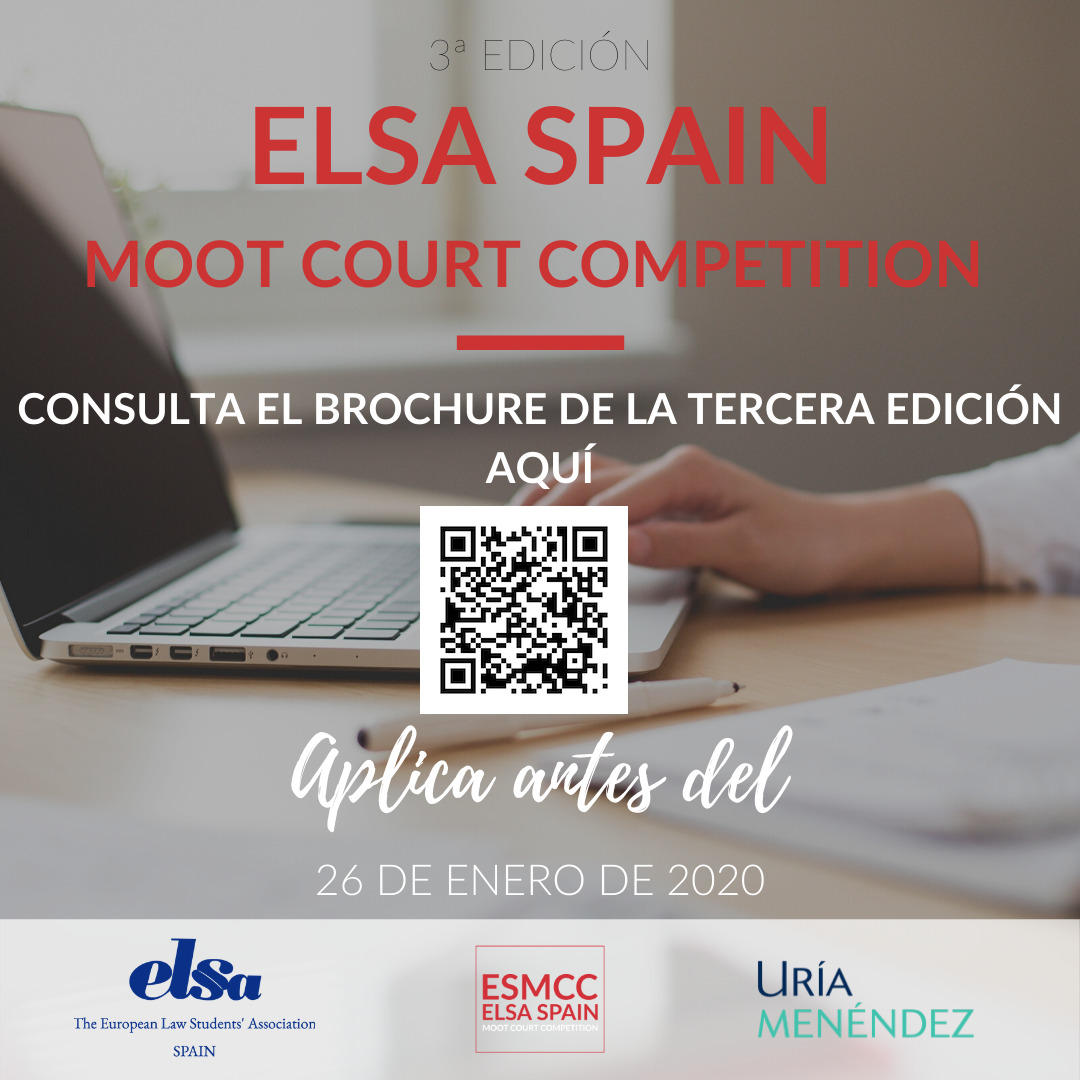 ELSA_Spain_'s tweet photo. ¡El ELSA Spain Moot Court Competition está de vuelta! 

En esta tercera edición, que versará sobre Derecho Societario, pactos parasociales, Arbitraje y responsabilidad civil, volveremos a contar con la colaboración de @UríaMenéndez. 

#JoinTheESMCC #ELSASpain #UríaMenéndez https://t.co/CtsmgpPHwM