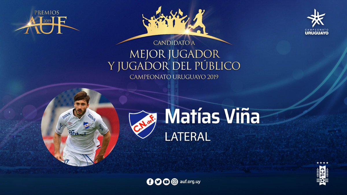LigaAUF's tweet photo. #PremiosAUF 🏆🏅

🔁RT a Matías Viña para darle el voto del público como #MejorJugador, integrante del #EquipoIdeal y #JugadorDelPúblico del @CampeonatoAUF 2019.
@Nacional https://t.co/LPf5rmo6LC