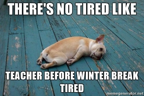 We survived Wednesday! #oneandahalfmoredays #ithinkicanithinkican #positivethinking #Christmas #christmasbreak #dogtired #teacherlife #cccgoosechase