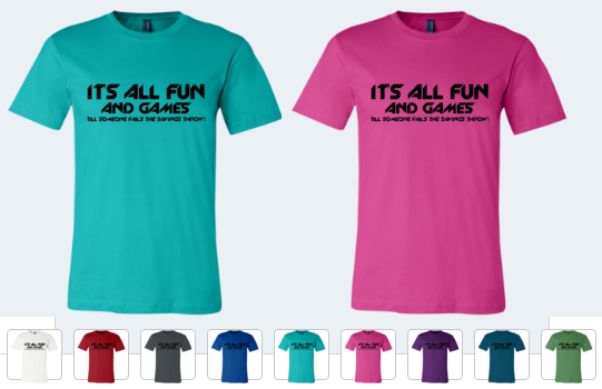 IMissiles's tweet photo. It's all fun and games- till someone fails the savings throw!  A great cotton t-shirt for any gamer:
https://t.co/szyVBfVvBB
#allfunandgames #savingsthrow #rpgsayings #icastmagicmissiles #rpgsayings #gamertshirt #rpgtshirt https://t.co/O5ZdJfn8Mu