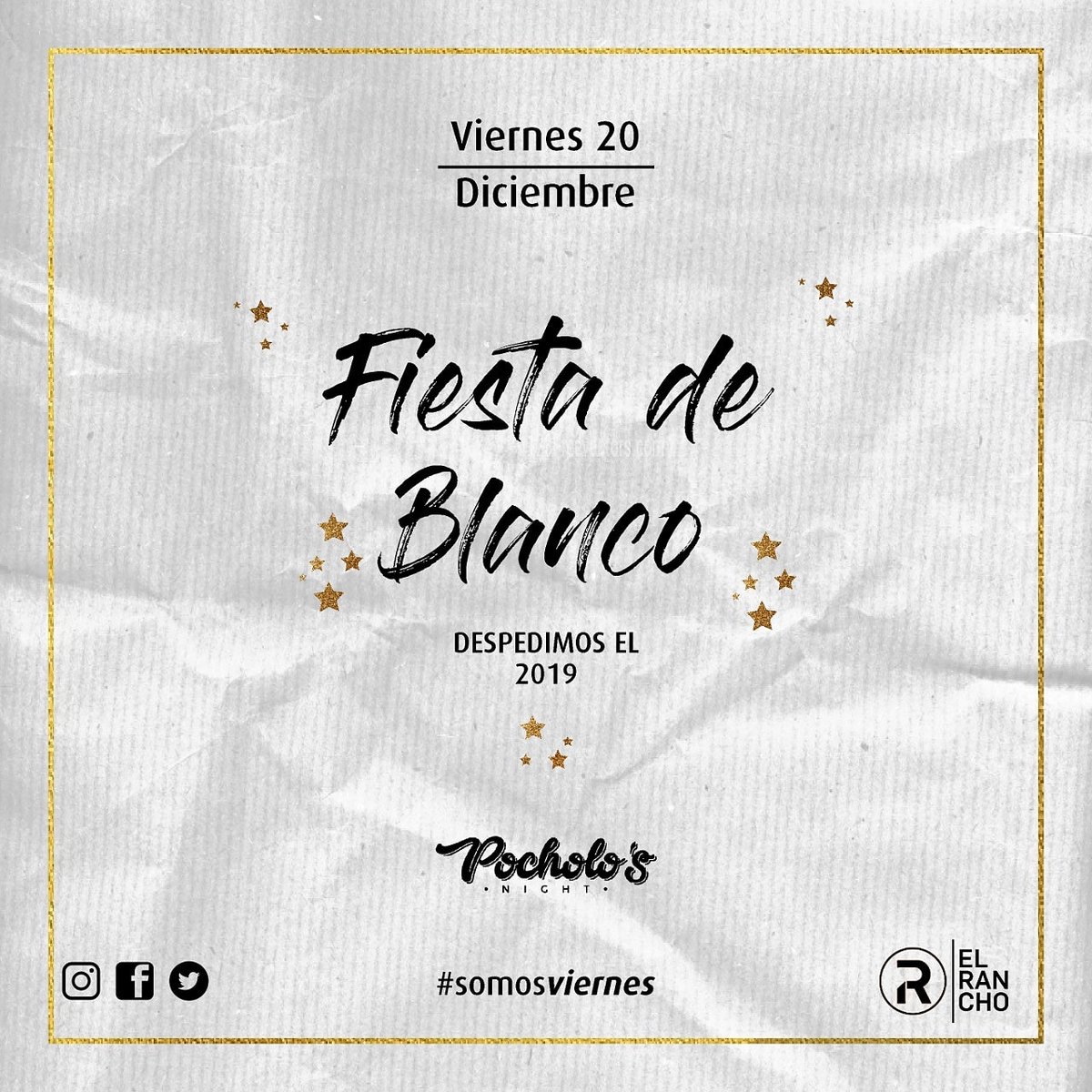 Despedimos el año de la mejor manera y de blanco, recibiendo la mejor época del año. Este verano tenemos varias sorpresas para ustedes, pronto les vamos a estar contando.Último viernes del 2019.Prepara tu oufit de blanco y veni a disfrutar de una noche al aire libre con nosotros
