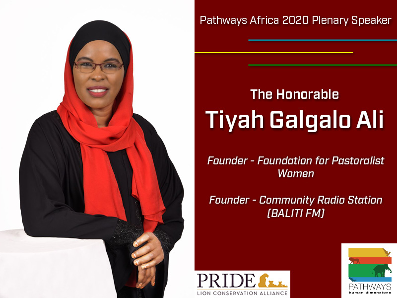 PathwaysCon's tweet photo. We are pleased to announce Hon. Tiyah Galgalo Ali as a speaker for the Tuesday morning plenary at Pathways Kenya 2020! Check https://t.co/pVTm5UMmJh for updates on her talk title as we approach February! @lionalliance #pathwaysHDW #diversevoices #AfricanConservation #wildlife https://t.co/P0sH7POHDW