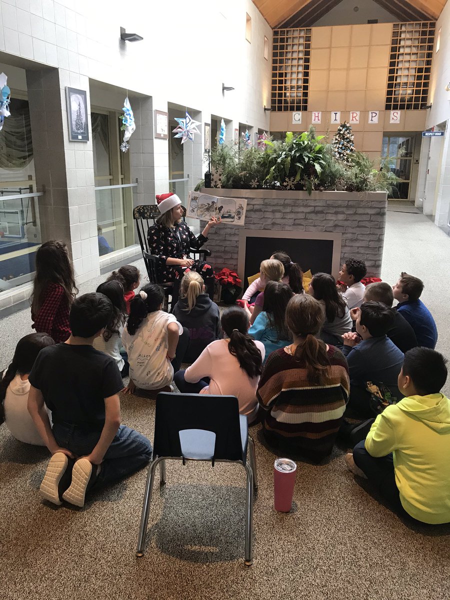 MES fireside reading with Mrs. Pellicone!