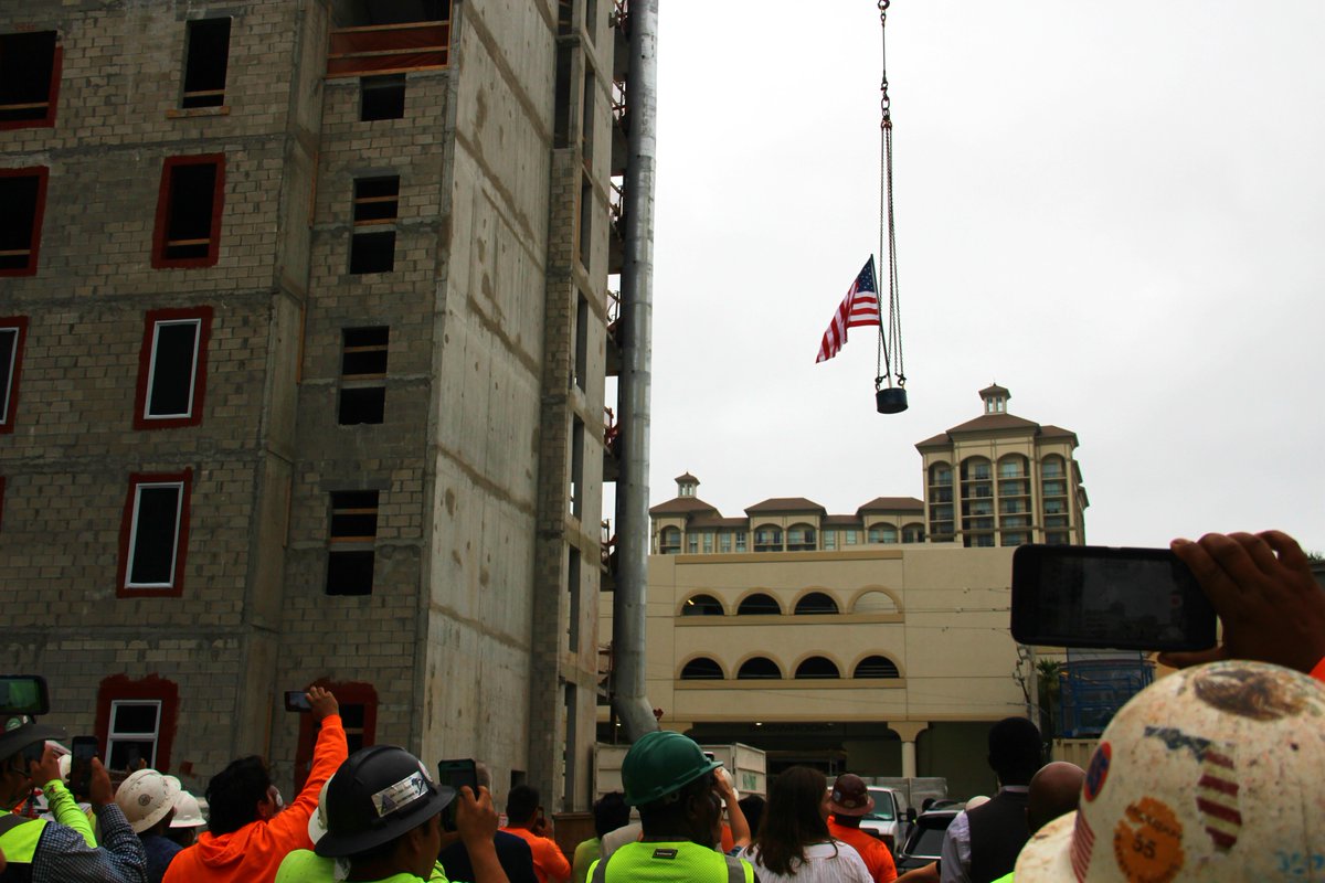PBAAdmissions's tweet photo. Today we held our Topping Off Ceremony. We raised and placed an American flag to mark the completion of the 8th and final story of our newest residence hall! Students move in Fall 2020! #PBASailfish https://t.co/2dLb59aIM3