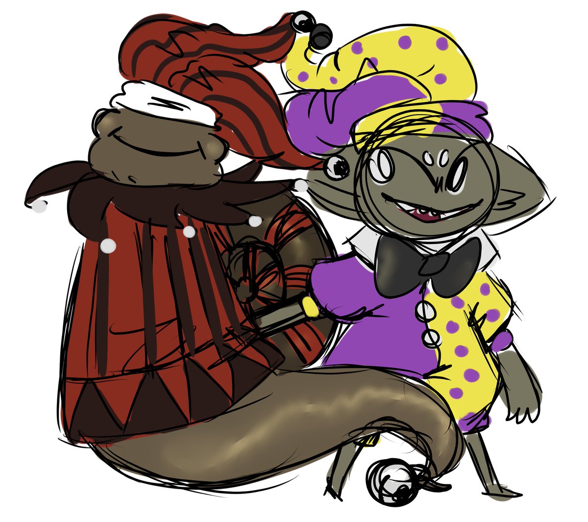 SNAIL JESTER SNAIL JESTER
some rough character concepts! please excuse the rough notes...
original idea by @GeneviaArt thank you for blessing me