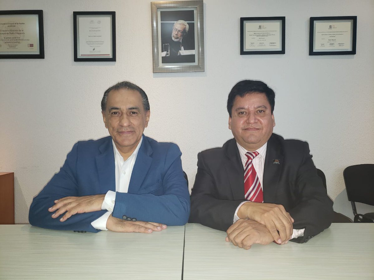AMITRANACIONAL's tweet photo. Reunión de presentación con el Maestro Gabriel Sosa Plata, Director General de @RadioEducacion y el Ing. Julio César López García Presidente de la Asociación Mexicana de Ingenieros y Técnicos en Radiodifusión.
Se fortalecieron lazos de colaboración entre #RadioEducación y #AMITRA https://t.co/LlKQmRIat5