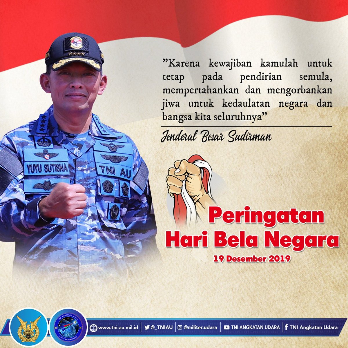 _TNIAU's tweet photo. 👨‍✈Berusaha di depan dalam bersikap, berperilaku, mencintai, dan berkarya terbaik untuk Negara Kesatuan Republik Indonesia yang berdasarkan Pancasila dan UUD 1945.

#tniau
#jauhdilangitdekatdihati
#BelaNegara https://t.co/fXmwwFecR0