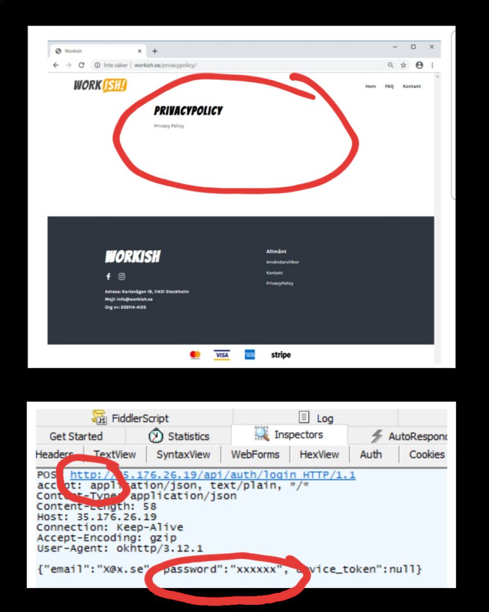 anhe71's tweet photo. Härligt hack!
Bortsett från de etiska aspekterna skickar appen dessutom allting i klartext.
Skulle du vilja lägga in dina kortuppgifter eller ens mailadress?
Kanske därför deras privacy policy är helt tom :-)
#workish #itsäkerhet https://t.co/0cksRhFZ4e