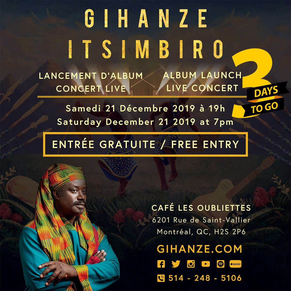 GIHANZE “ITSIMBIRO” album launch live show. facebook.com/events/2461620… #gihanze #blues #africanblues #worldmusic #africanmusic #traditionalmusic #rwandamusic #visitrwanda