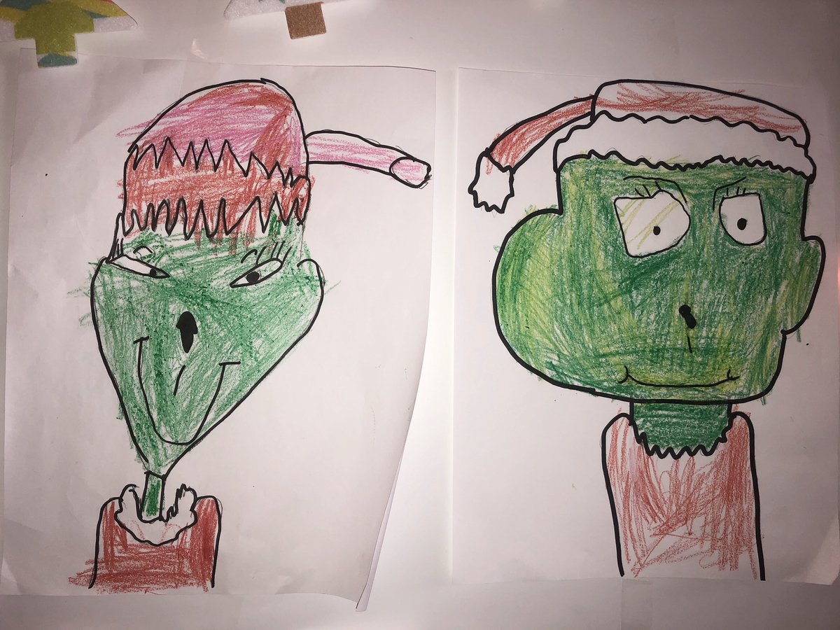 mrsjhayward's tweet image. “You’re a mean one, Mr. Grinch” #kindergartenart #directeddrawing