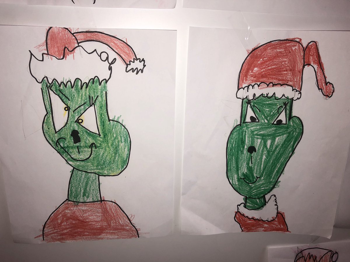 mrsjhayward's tweet image. “You’re a mean one, Mr. Grinch” #kindergartenart #directeddrawing