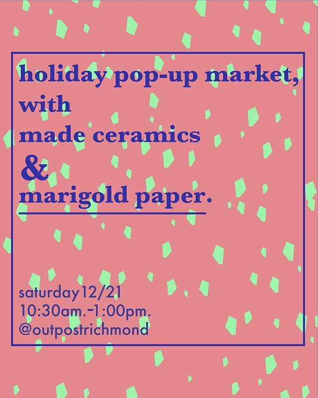 Come through Sat. Grab a cup of coffee on us and checkout some cool stuff from a couple of our favorite Richmond makers, @made_rva and @marigoldpapercompany ift.tt/2M9YN8i