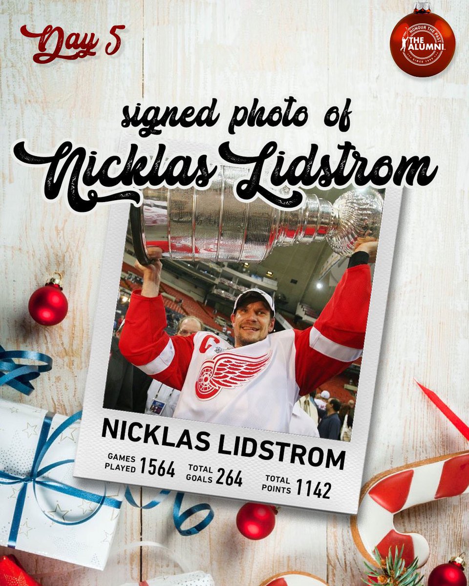 NHLAlumni's tweet photo. Day 5️⃣ of our 12 Days of Giveaways is a signed photo of Nicklas Lidstrom! For your chance to WIN, like this post, tag a friend in the comments below and make sure you’re following @NHLAlumni! The more people you tag, the more entries you get. https://t.co/cm17ZwxDeM
