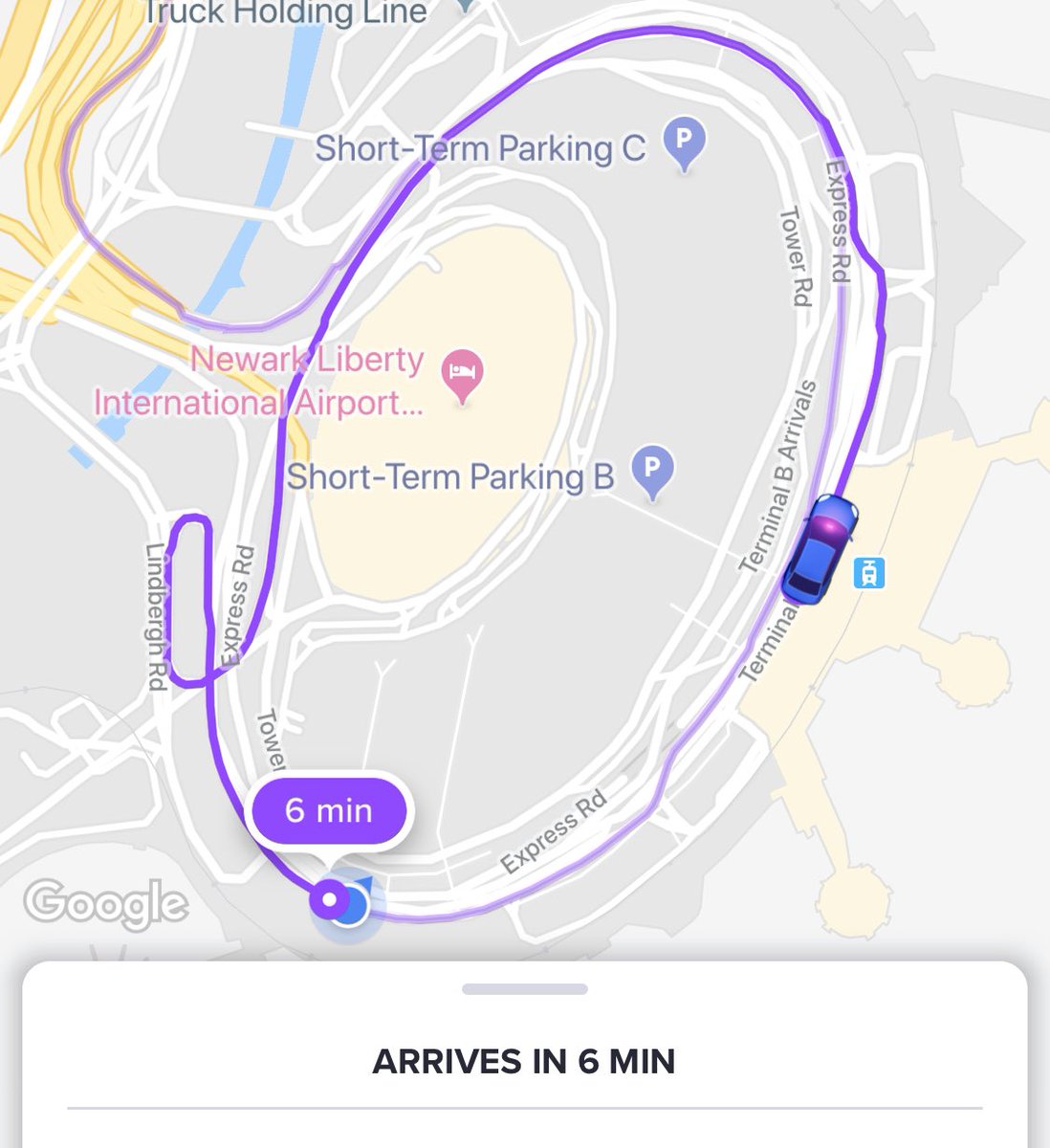 He missed it. Has to go around EWR again