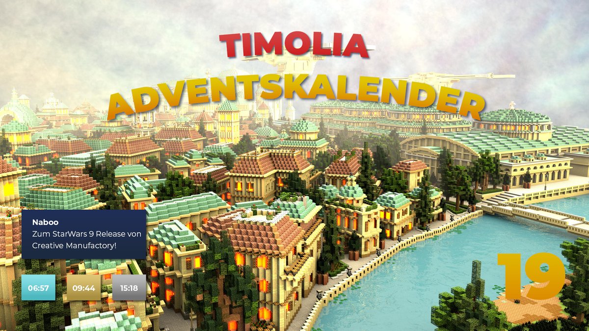 TimoliaTeam's tweet photo. Heute erwartet euch eine ganz besondere Map: Pünktlich zum Release von #StarWarsRiseofSkywalker hat die @CManufactory eine StarWars Map für euch gebaut! ☄️

Hinter dem heutigen #TimoliaAdventskalender Türchen verbirgt sich Naboo! 🎇 https://t.co/qnz52seZKD