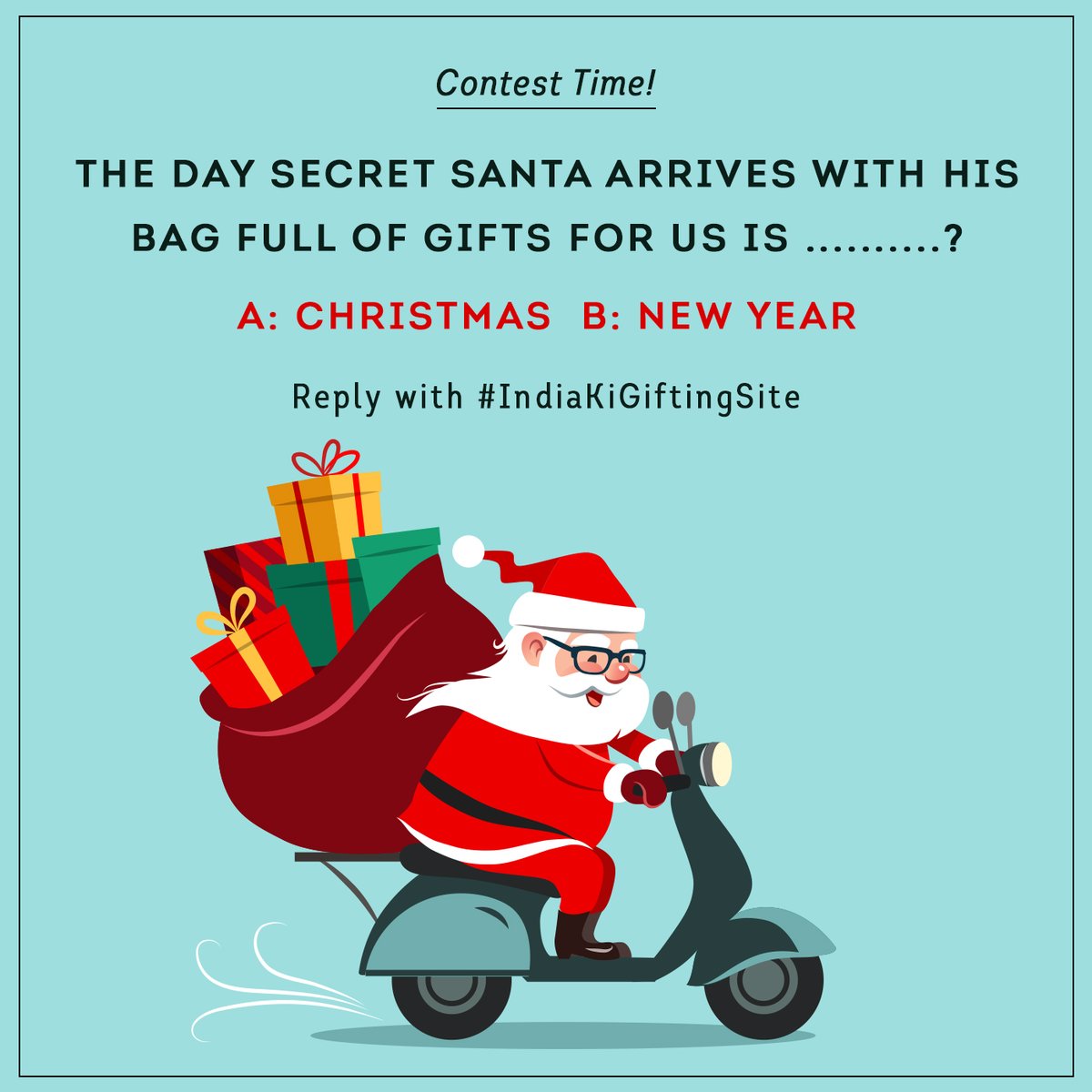 IGPcom's tweet photo. Play this #QuizContest and give us the right answer (Reply with #Indiakigiftingsite) to get to be the lucky #winner of this giveaway.#Contest valid with a minimum of 100 RT &amp; participants. You have 24 hrs. to participate. T&amp;C Apply. Christmas Gifts Online@ https://t.co/4p10S2R0FE https://t.co/ob66Cl4WD8