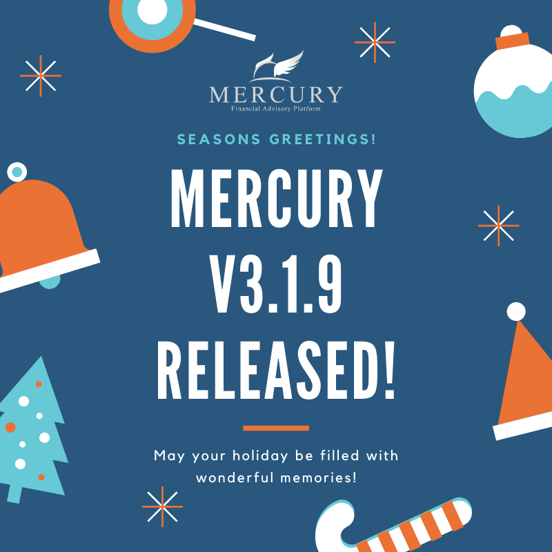 MercuryFin's tweet photo. Seasons Greetings! We're delighted to contribute to your celebration by releasing much awaited features on Mercury platform. Analytics - Holdings &amp; Underlying Securities, Ordering System, Reports and much more. Wishing you a safe &amp; wonderful holiday season! #IFA #Platform https://t.co/xyFlm7ZxpT