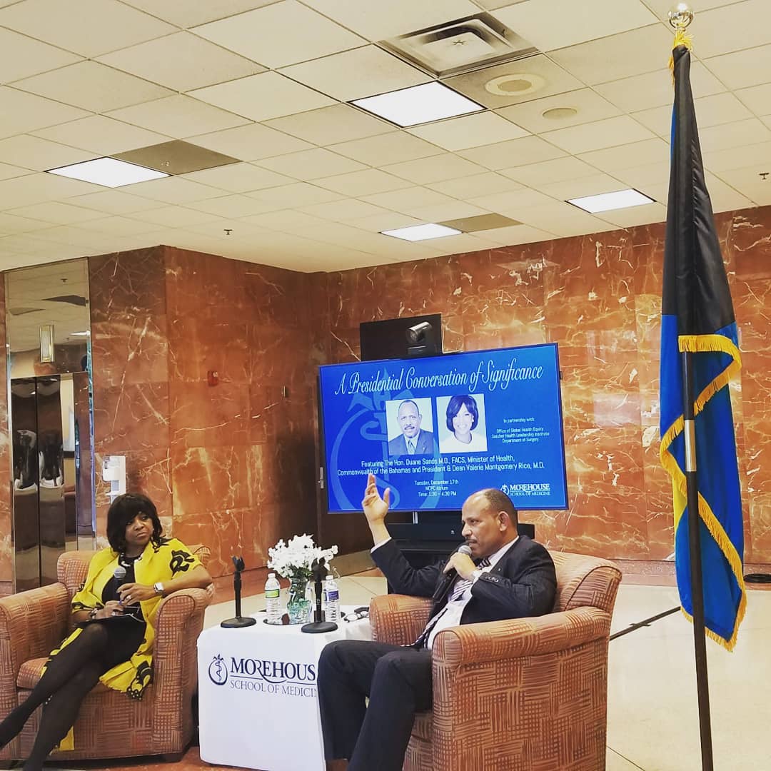 SMJohnsonMD's tweet photo. Excellent discussion on leadership and health equity yesterday during the Morehouse Presidential Conversation of Significance @MSMEDU with Bahamas Minister of Health Dr. Duane Sands #healthequity #bahamasstrong #leadership #collaboration @MOHBahamas @MSMEDU https://t.co/vMltvfGX7F