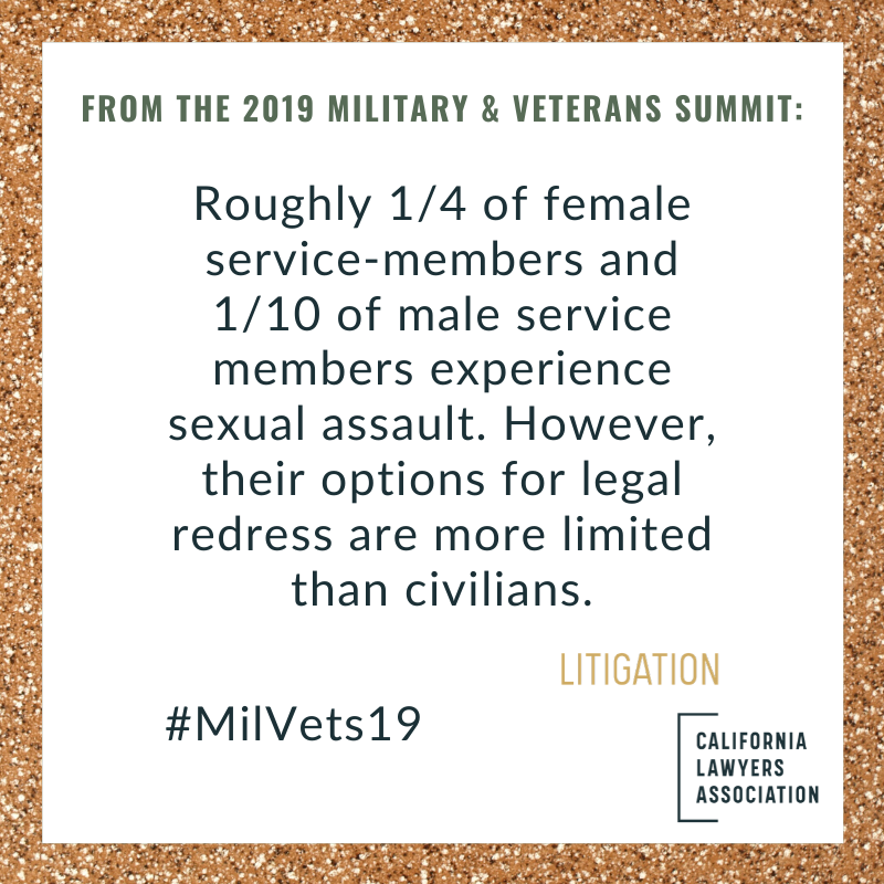 CLALitigation's tweet photo. Did you miss our Military and Veteran Law Summit? We’ll be posting key takeaways and highlights from the event, and you can also check out #MilVets19 for more. #CALawyers @vetshelpingvets https://t.co/SP7crSAAiL