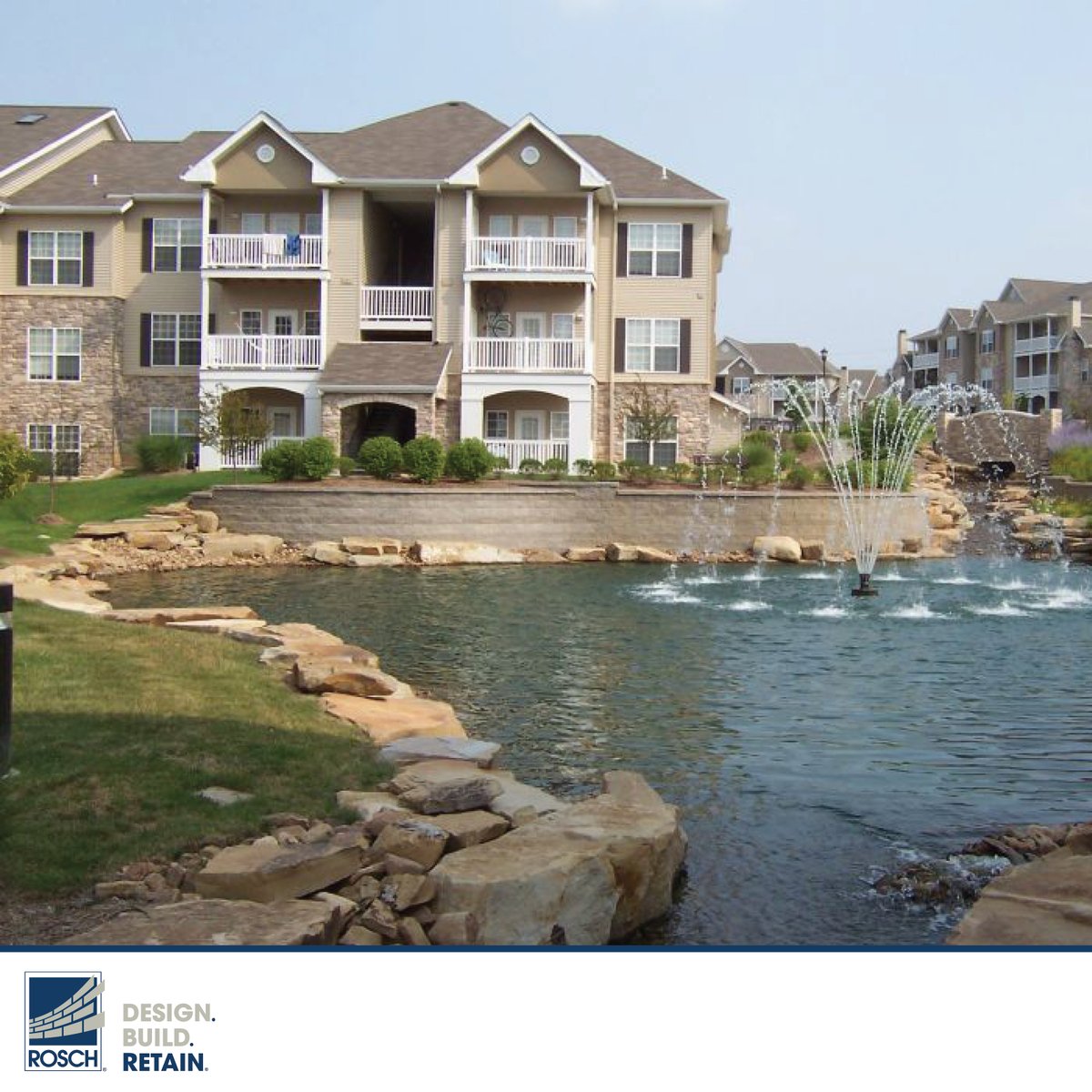 RoschCompany's tweet photo. Here is a ROSCH project at the Boulders at Katy Trail. Did you know the Katy Trail is 240 miles long? These are block and stone walls that create an attractive landscape around the pond area. https://t.co/xEaDxsAJkK