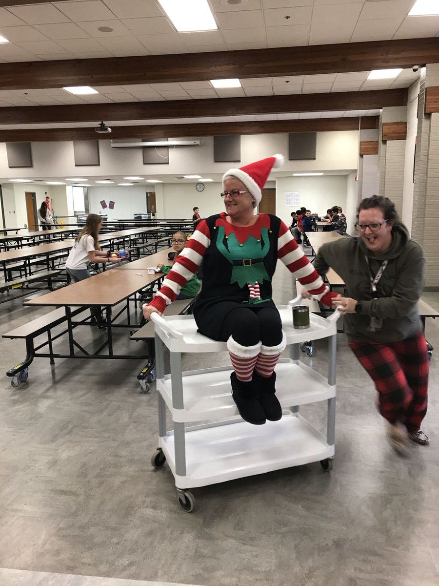 GoshenJrHigh's tweet photo. Today our very own Elf on the Shelf visited the GMS cafeteria. We are so thankful for Jean Smith, our food services director for the GMS cafeteria. The holiday spirit is alive and well this week! #everystudenteveryday #havingfunatschool @GoshenMiddleSch https://t.co/MWMgWXIXIB