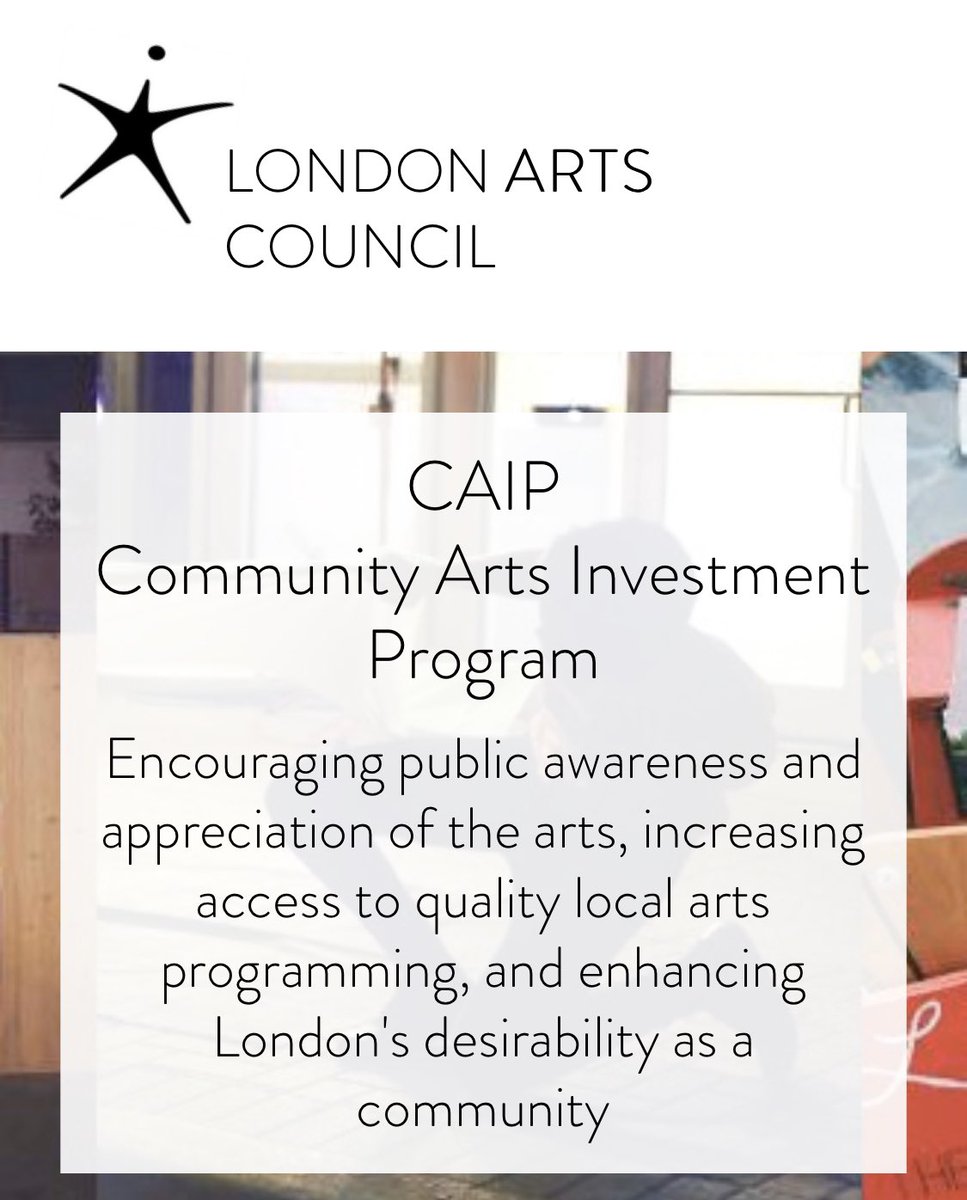 Community Arts Investment Program now open for submissions. Please visit londonarts.ca/investments to find out more. Submissions due by February 21, 2020.