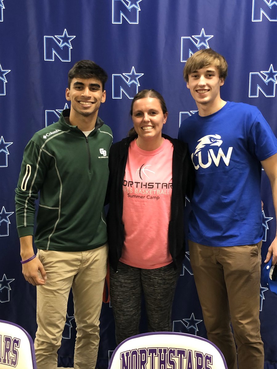 MrsALinhart's tweet photo. Couldn’t be more proud of two of my student aides. Officially signing their letters of intent to play at the next level. CONGRATS, boys. 🎉💜 https://t.co/dmuiiQKM45